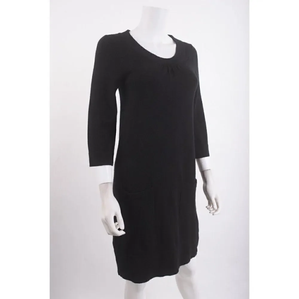 Boden Womens Knit Sweater Dress UK 10 US 6 Black 3/4 Sleeve scoop neck